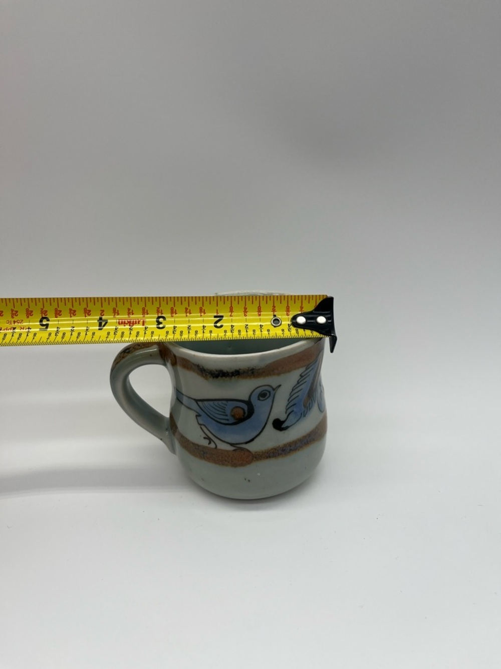 KEN EDWARDS Mexican TONALA POTTERY Stoneware- Flat Cup-Signed-El Palomar Blue Sm - Picture 8 of 8